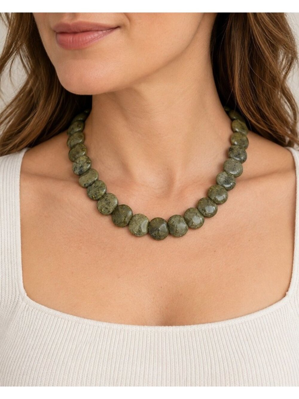 Ireland Connemara Marble Disc Bead Necklace 17 J.C. Walsh